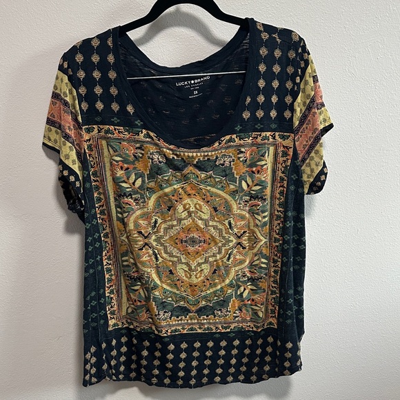 Lucky Brand Tops - Lucky Brand Navy Patterned Women's Tee